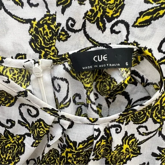 Cue Women’s Tank Top Floral White Yellow Office Relaxed Fit Size 6 (suit 8 also) - Picture 5 of 8